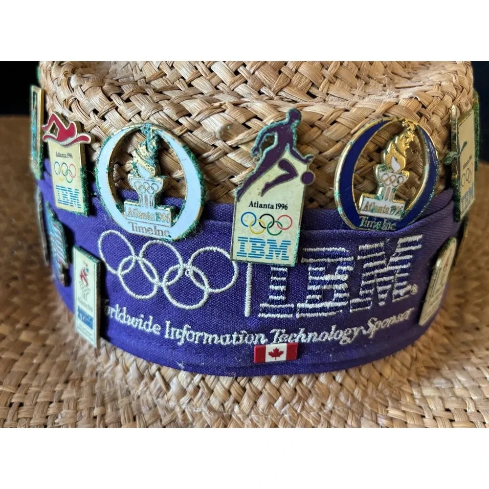 1996 Atlanta Olympics Commemorative Hat with 10+ Collector Pins